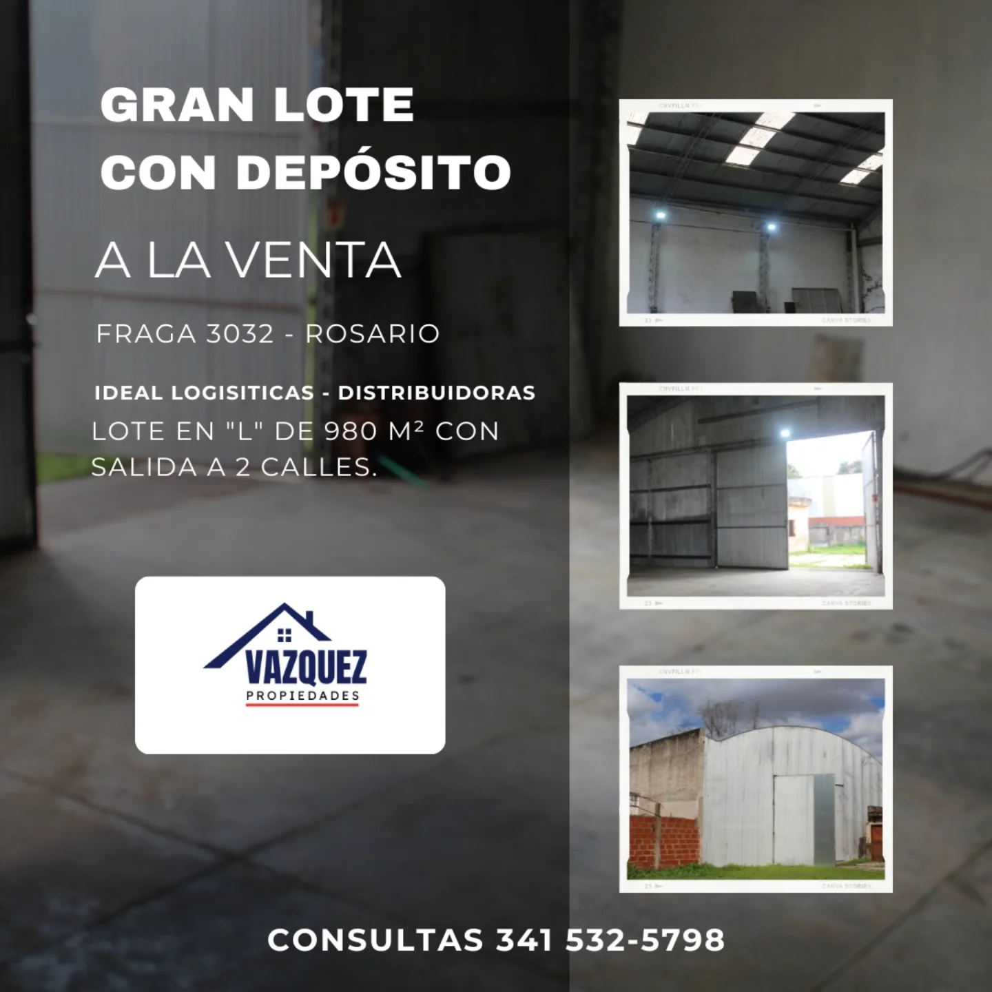 Gran lote con galpón parabólico y salida a dos calles